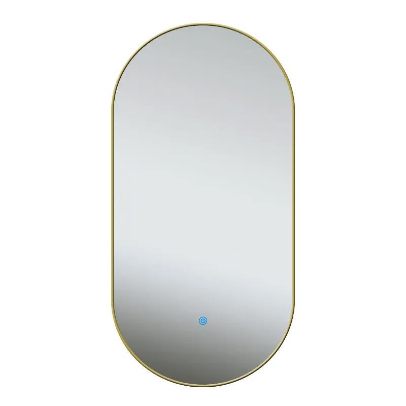 Gouden spiegel 100x50cm met LED verlichting en anti-condens, Ophalen of Verzenden, Nieuw