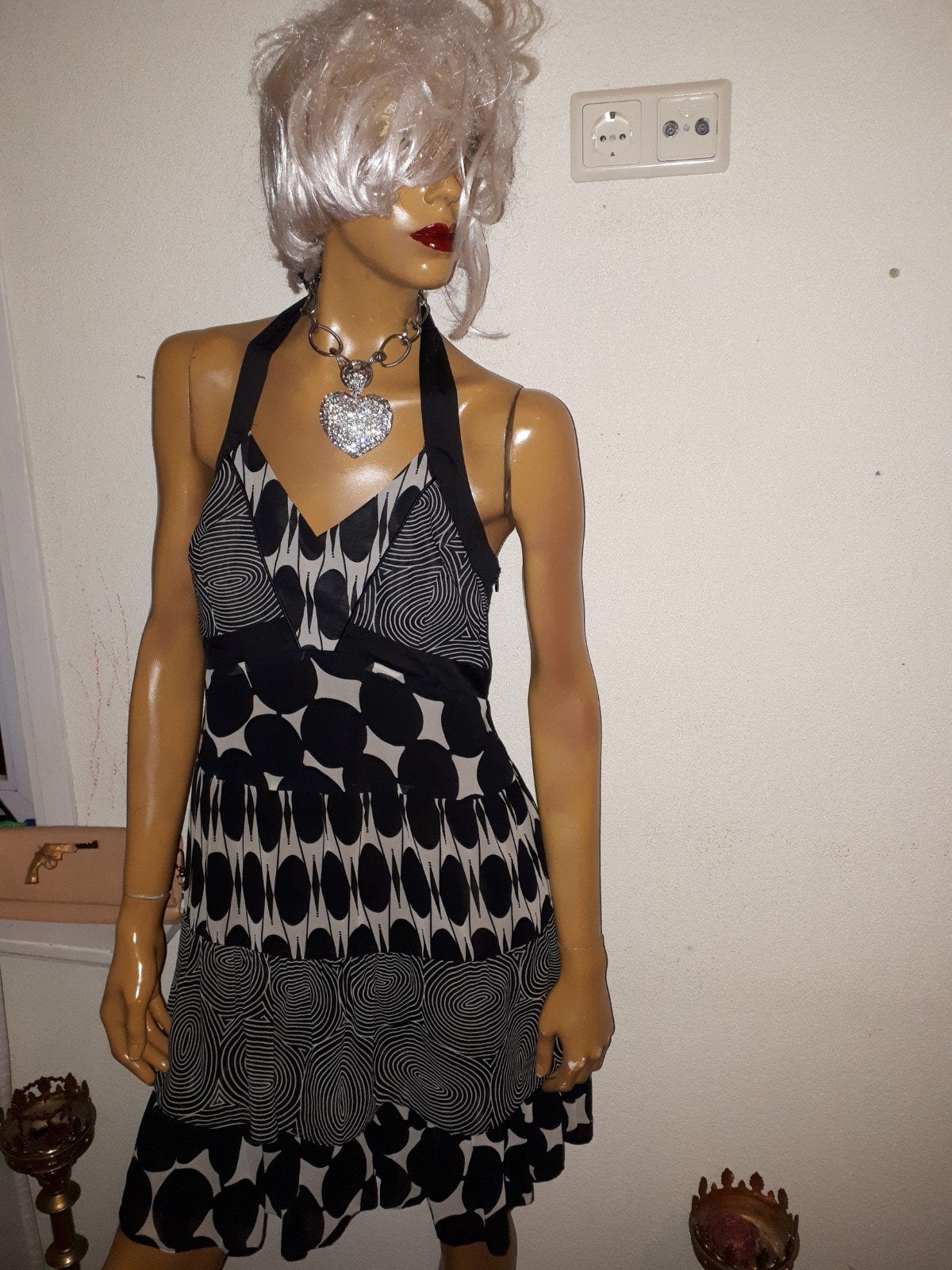 Zwart-wit halterjurkje by Steps, maat 40, Maat 38/40 (M), Zwart, Ophalen of Verzenden, Zo goed als nieuw
