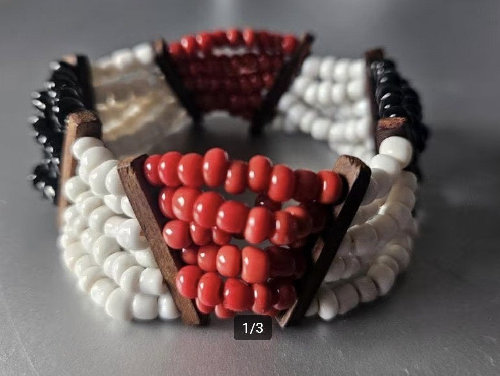 Ibiza boho armband met houten kralen, Ophalen, Zo goed als nieuw, Bruin, Hout