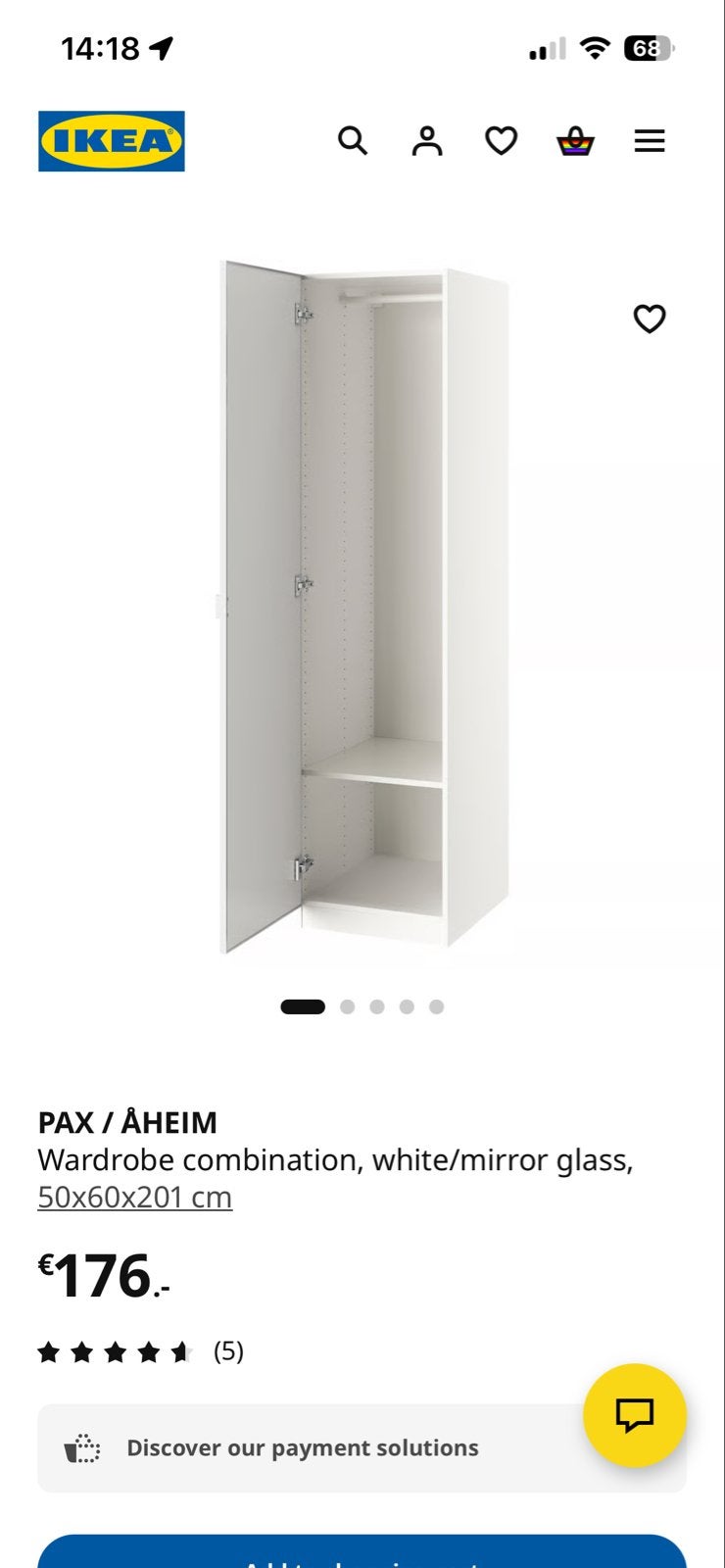 IKEA PAX / ÅHEIM Kledingkast 50x60x201cm, Ophalen, Kunststof, Gebruikt, 200 cm of meer