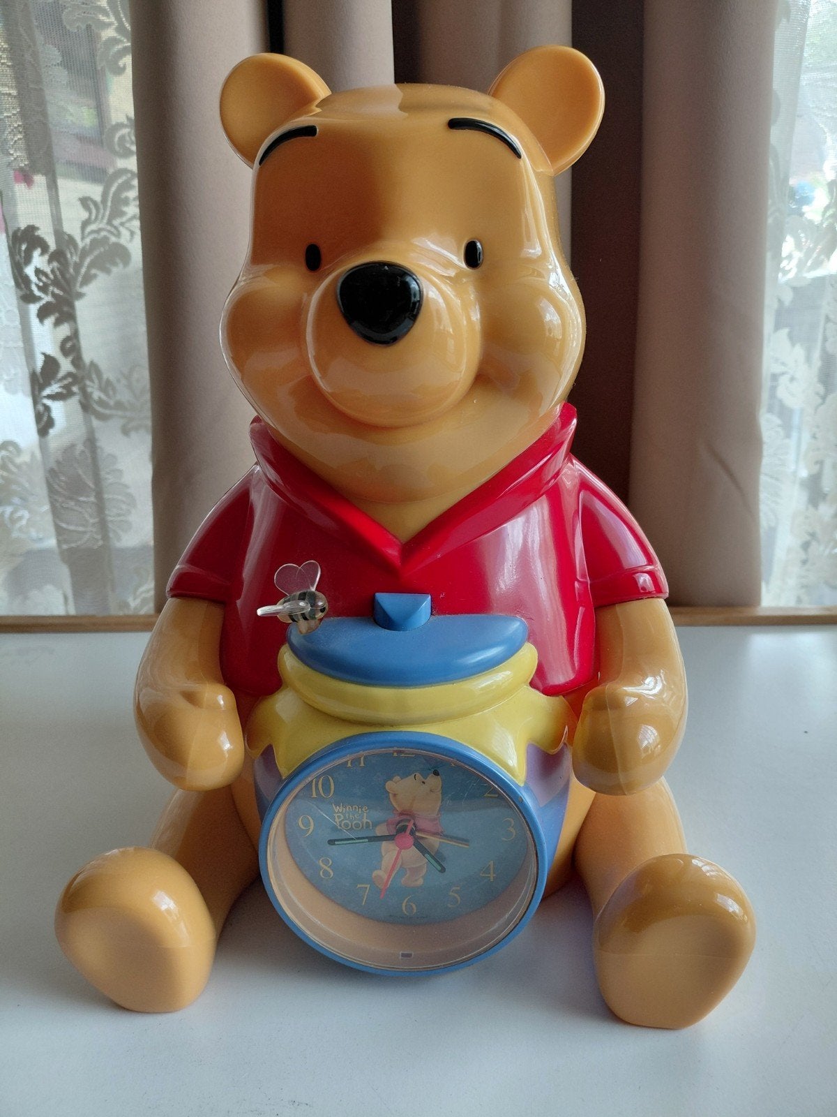 winnie the pooh spaarpot klok, Ophalen of Verzenden, Winnie de Poeh of vrienden, Zo goed als nieuw, Beeldje of Figuurtje