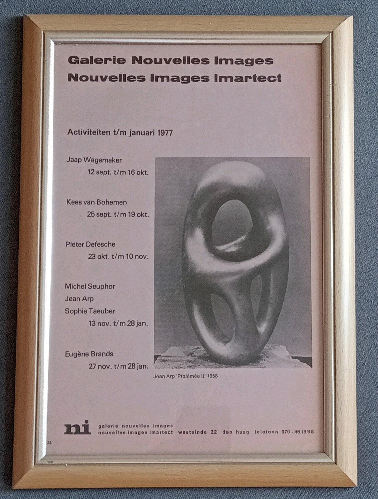 Jean Arp 1977 Galerie Nouvelles Images advertentie affiche, Ophalen of Verzenden