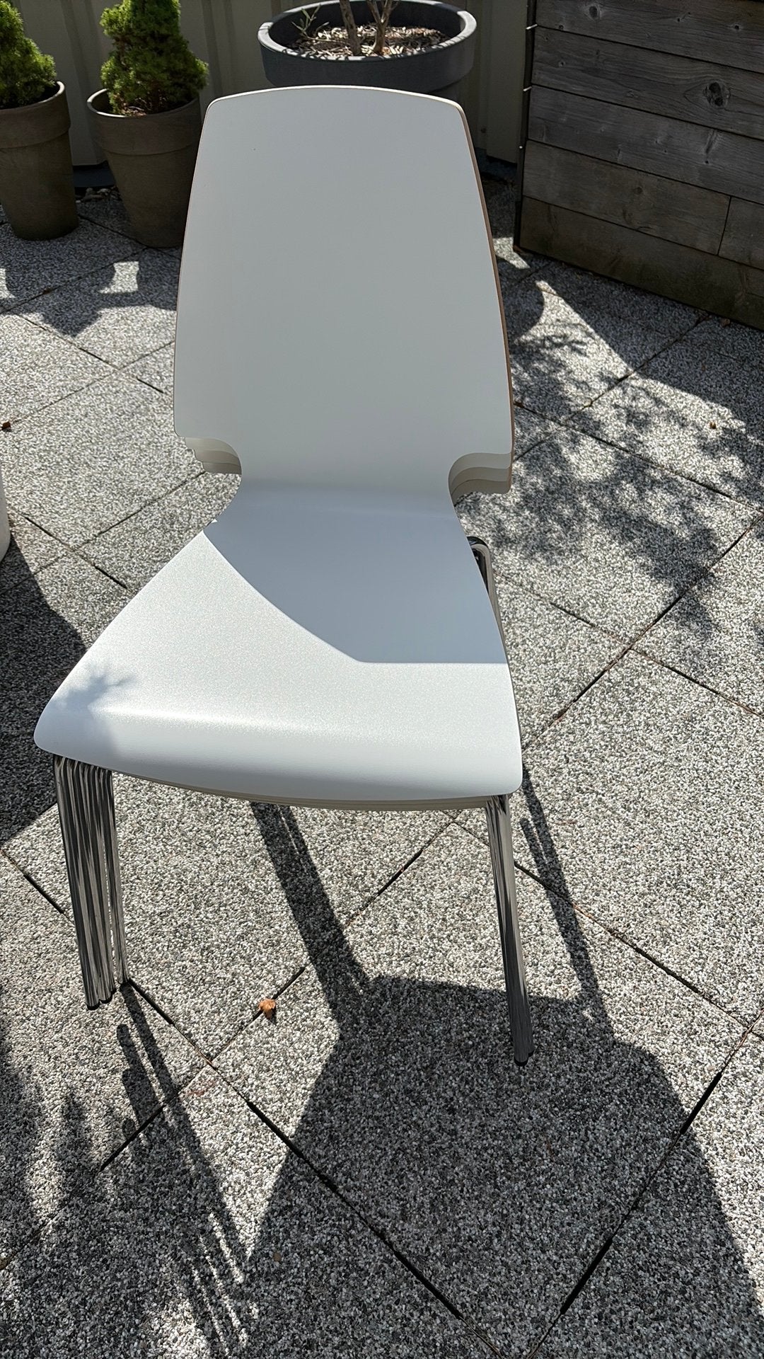 4 stuks Ikea stapelstoel wit vilmar, Huis en Inrichting, Ophalen, Wit, Zo goed als nieuw, Vier