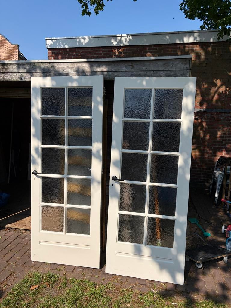 Set van 2 binnendeuren met glas - Gebruikt, Ophalen, Gebruikt, 80 tot 100 cm, Binnendeur