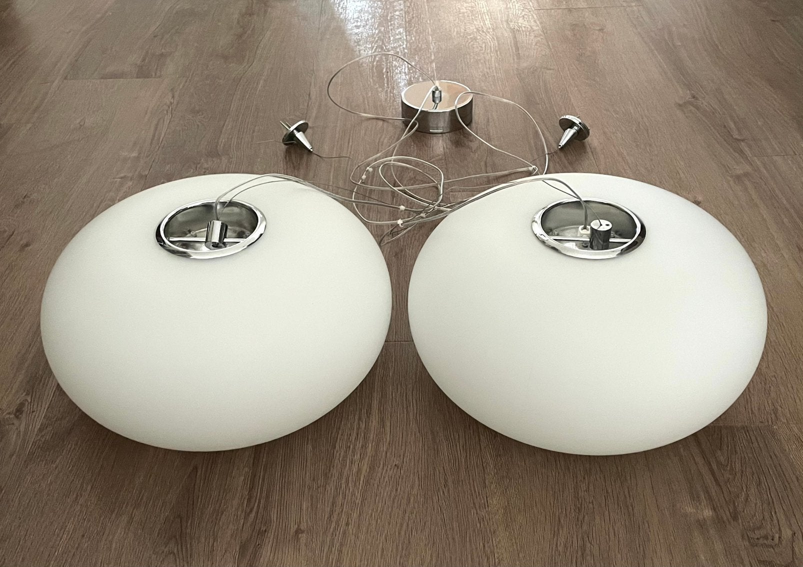 Set 2 Prandina Over S3/S3L Hang-Lamp Design Mengotti Wit Ø36, Huis en Inrichting, Lampen | Hanglampen, Ophalen, Zo goed als nieuw