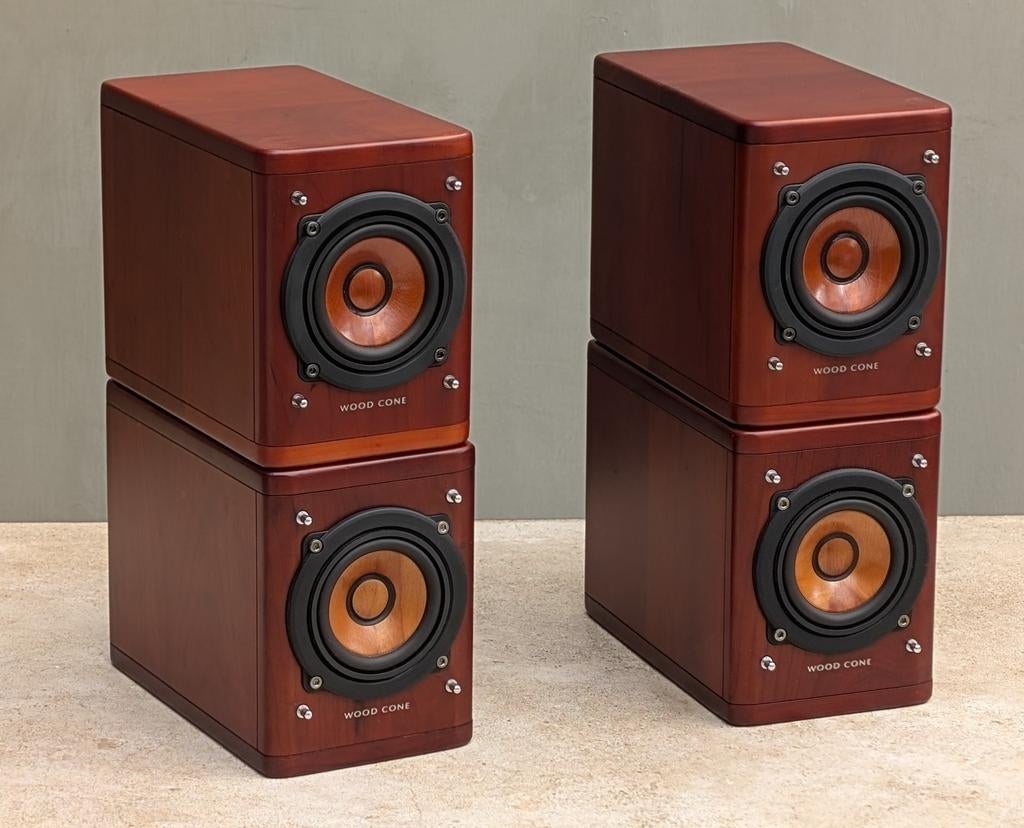 Dubbel set Woodcone's JVC i.z.g.st., Ophalen of Verzenden, 60 tot 120 watt, Front, Rear of Stereo speakers, Overige merken