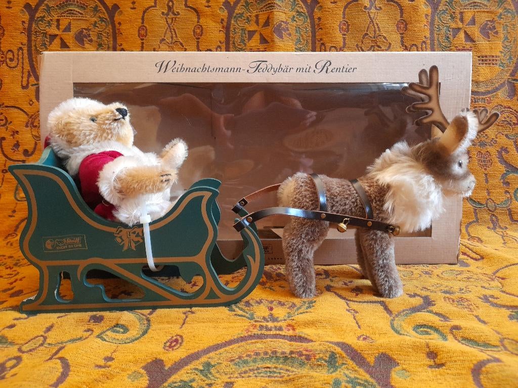 Steiff 2000 Kerstman teddybeer met rendier (670565 ), Ophalen of Verzenden, Zo goed als nieuw, Stoffen beer, Steiff