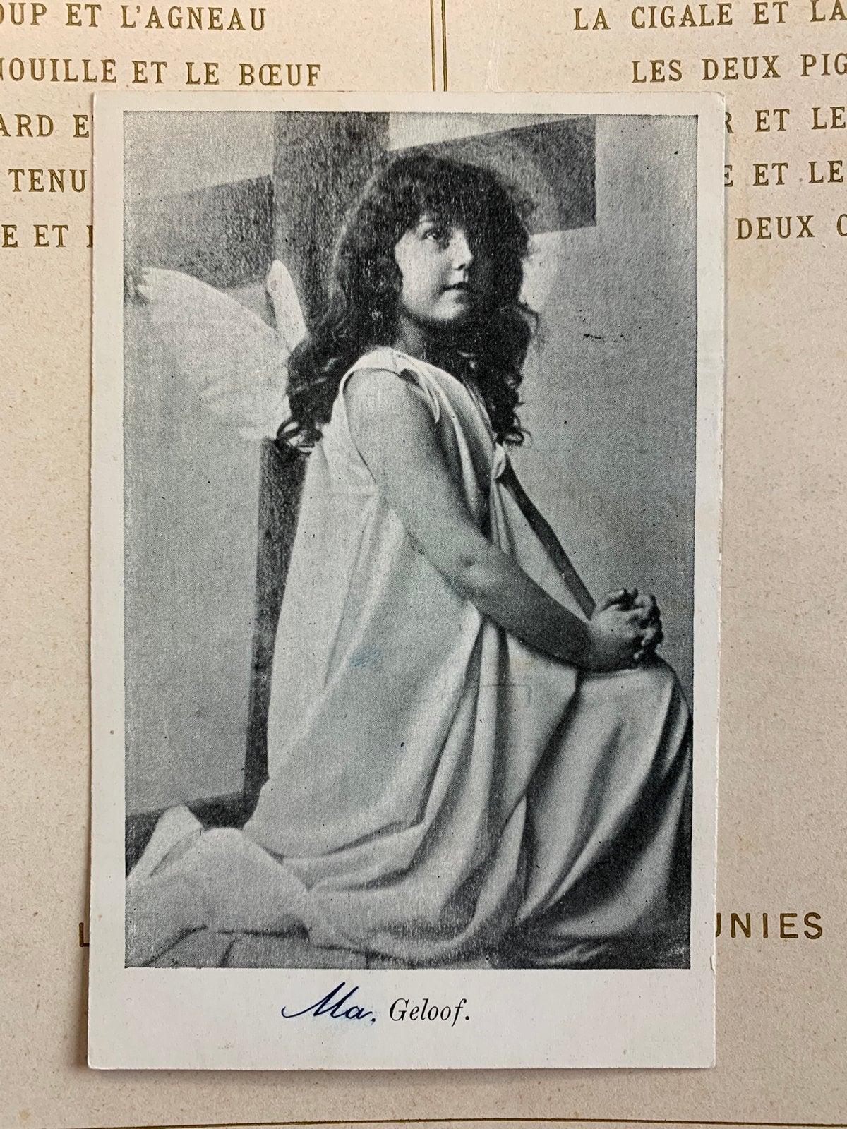 Geloof - Meisje, engel met lang haar (NN), Ophalen of Verzenden, Voor 1920, Gelopen, Kinderen