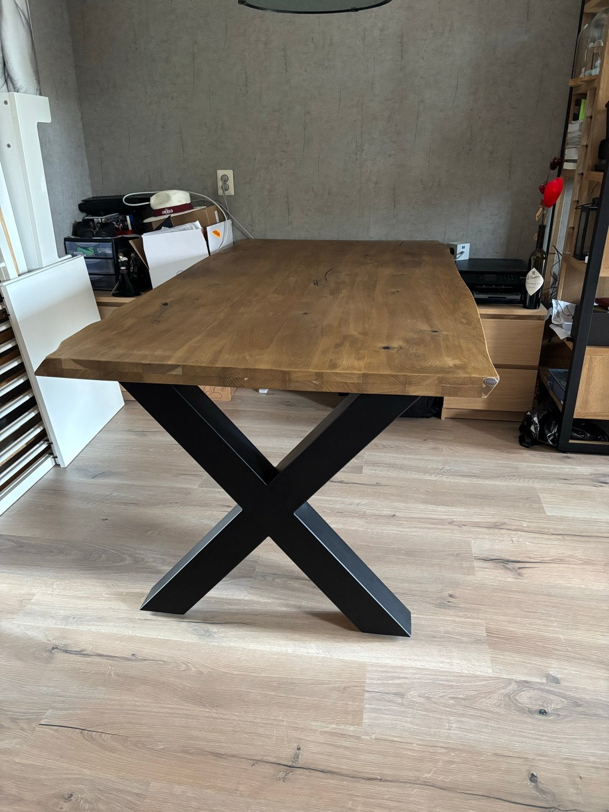 Henders en Hazel Metalox boomstamtafel 200x100 eikenfineer, Ophalen, Eikenhout, 200 cm of meer, 50 tot 100 cm