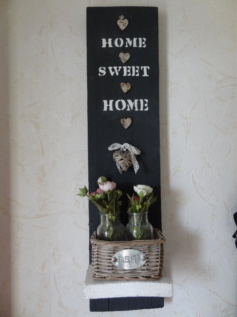 Home Sweet Home Wandbord Met Decoratieplateau, Ophalen of Verzenden, Wandbord of Wandpaneel, 19 cm, Blauw