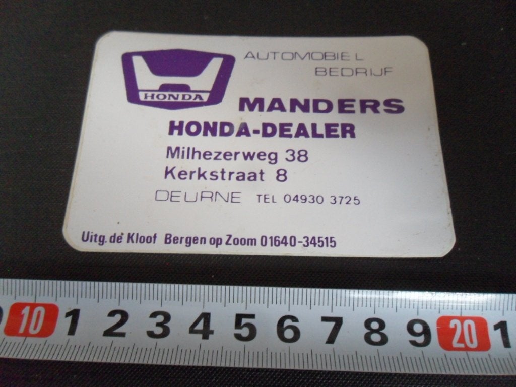 sticker Deurne MANDERS HONDA DEALER  Paars LH128, Ophalen of Verzenden, Zo goed als nieuw