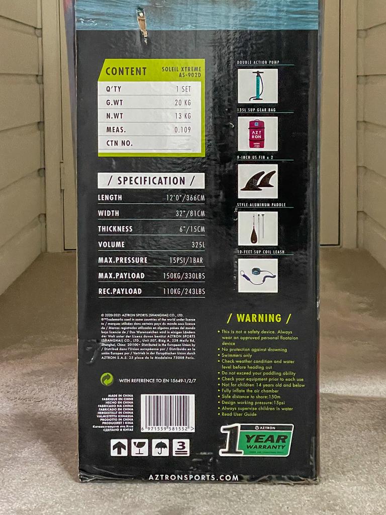 Aztron Soleil Xtreme SUP Board 12'0" - Zo goed als nieuw, Ophalen, Zo goed als nieuw, Overige typen, Met vinnen