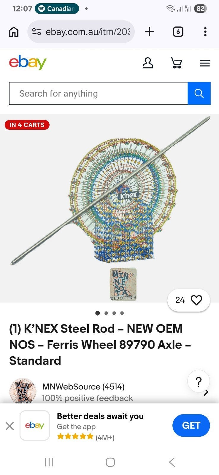 K'nex metalen as t.b.v. 6ft ferris wheel, Ophalen of Verzenden, Nieuw, K'nex