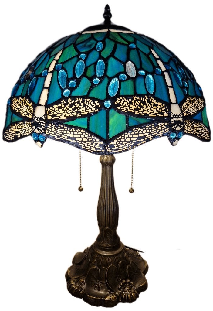 Tiffany stijl tafellamp turquoise 60x40 #3.2, Ophalen of Verzenden, Nieuw, Glas