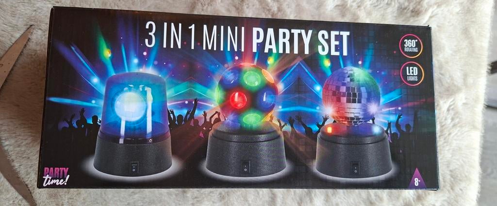 Nieuwe 3-in-1 Mini Party Set - Discolampen & LED, Ophalen of Verzenden, Nieuw, Feestartikel, Verjaardag
