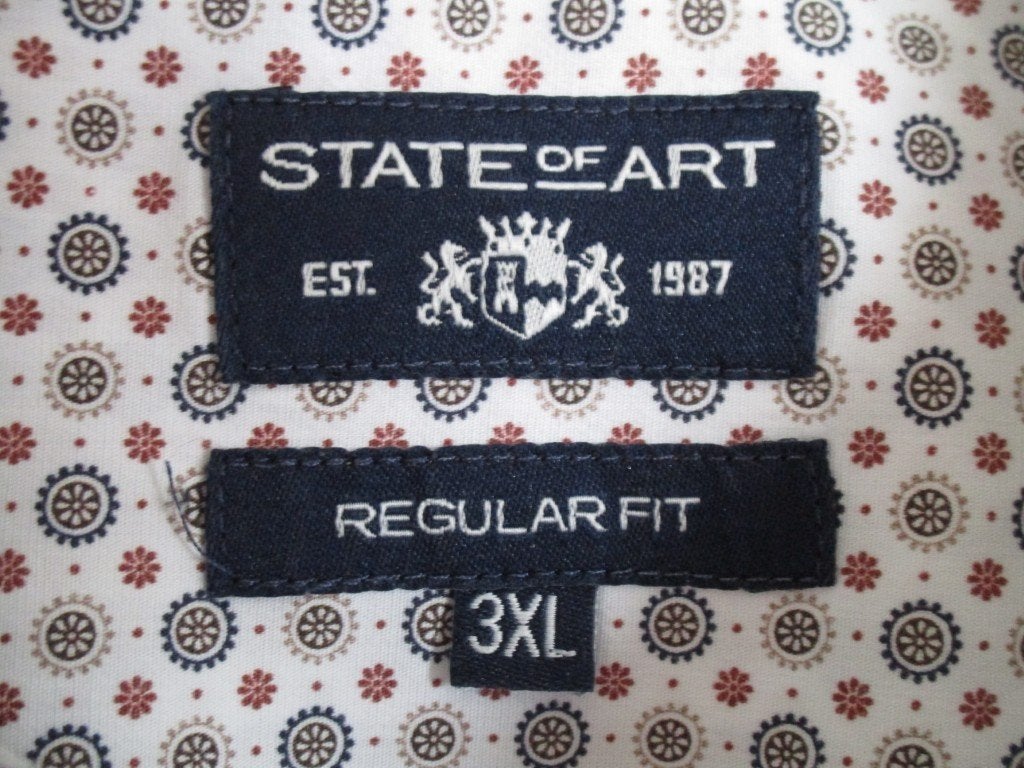 Nr.55: Overhemd van State of Art wit met print maat 3XL XXXL, Kleding | Heren, State of Art, Overhemd, Overige kleuren, Ophalen of Verzenden