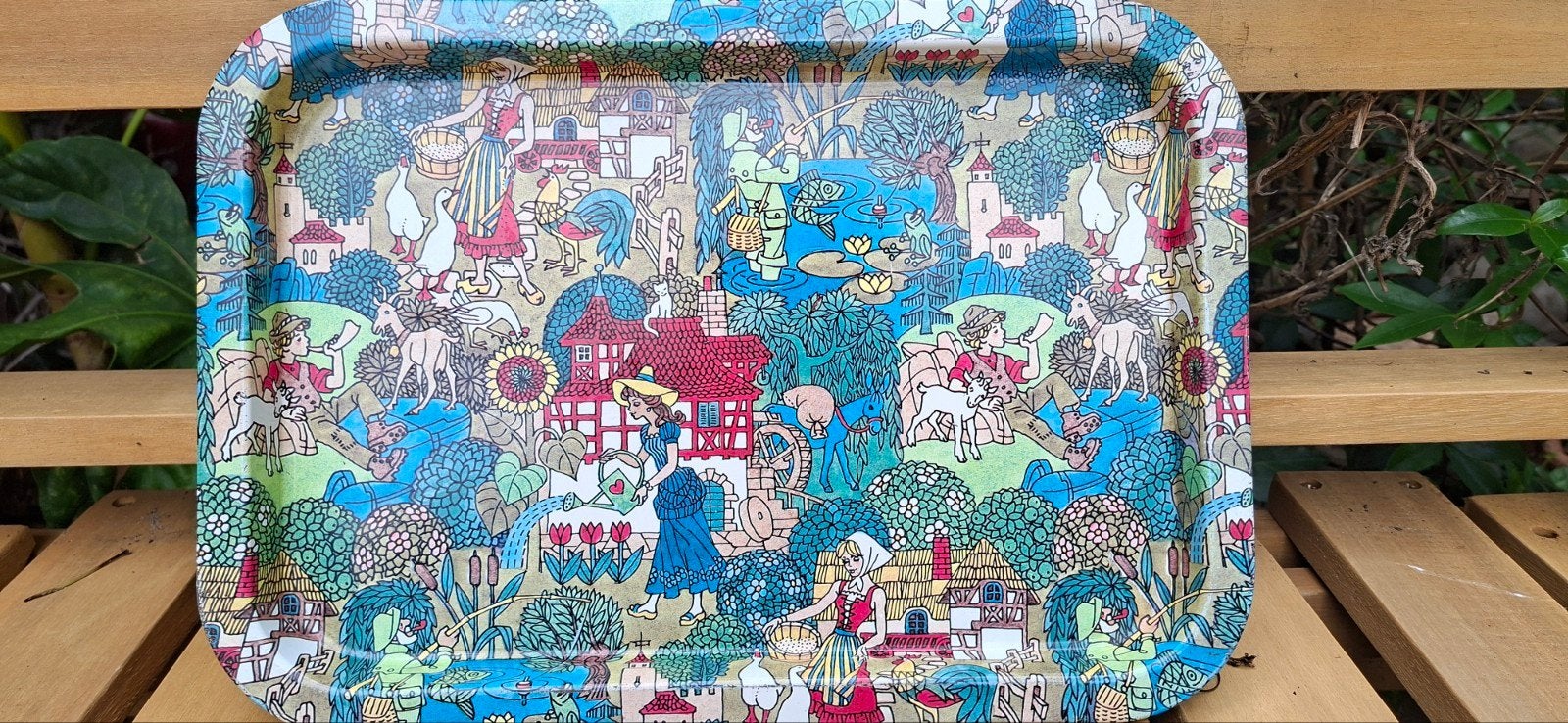 Vintage Donald Brun metalen dienblad – J. Lüber Zwitserland, Ophalen of Verzenden