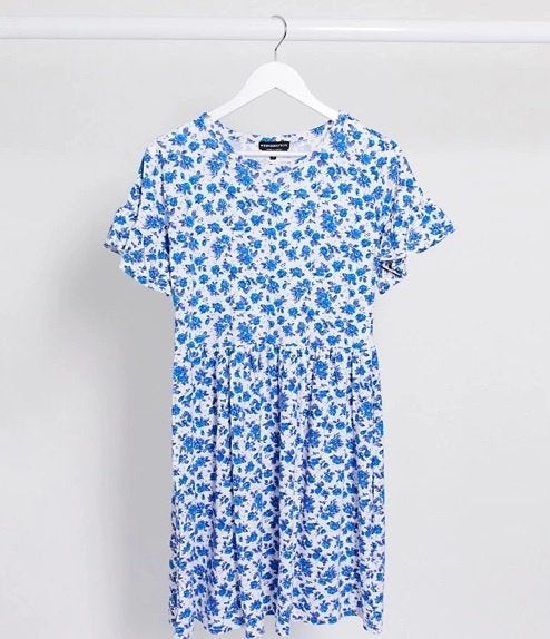 Floral smock dress (Wednesday's Girl), Blauw, Ophalen of Verzenden, Maat 34 (XS) of kleiner, Boven de knie