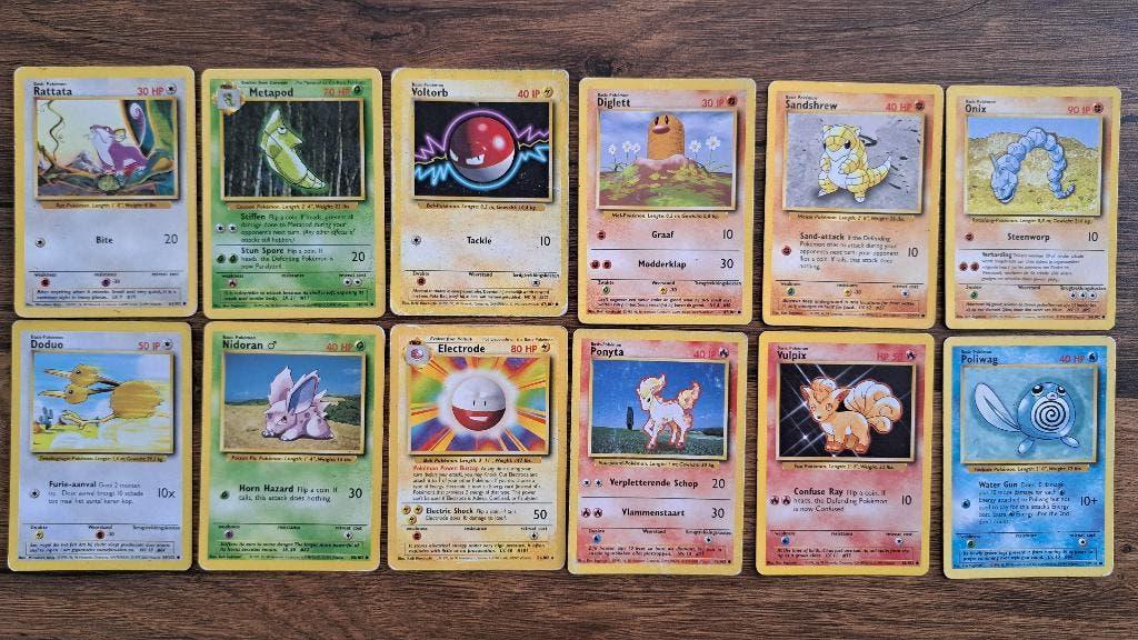 12 pokemon base set kaarten, Ophalen of Verzenden, Gebruikt, Meerdere kaarten