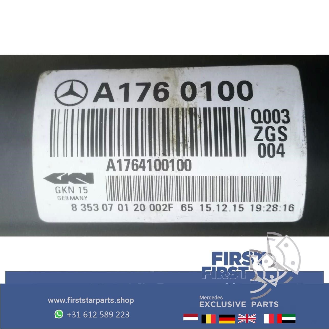 A1760100 TRANSMISSIE CARDANAS CARDAN COMPLEET Mercedes A KLA, Auto-onderdelen, Gebruikt, -, Ophalen of Verzenden, -