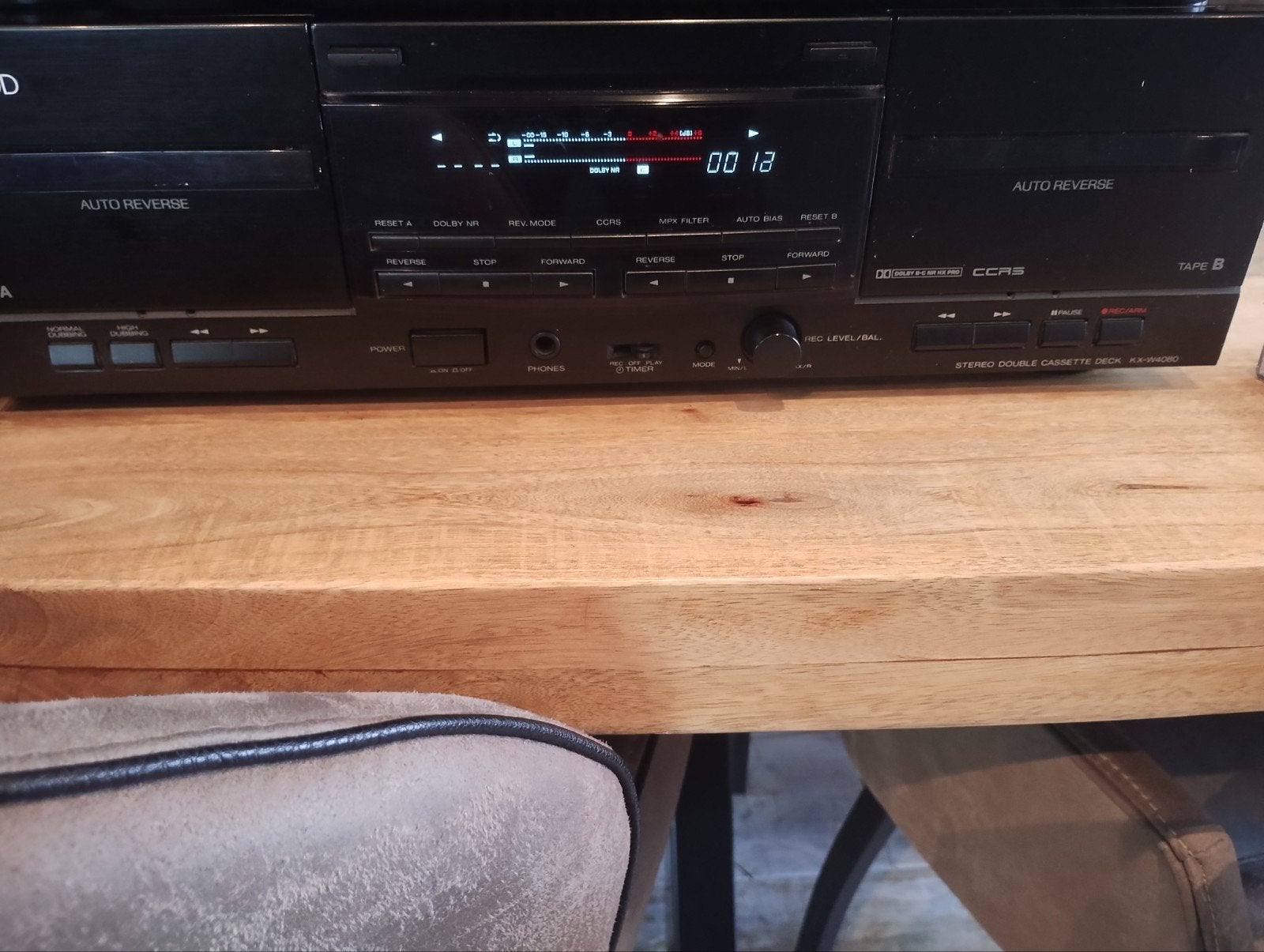 Kenwood Cassettedeck KX-W4080 met wat werk, needs repair, Ophalen, Dubbel, Kenwood, Auto-reverse