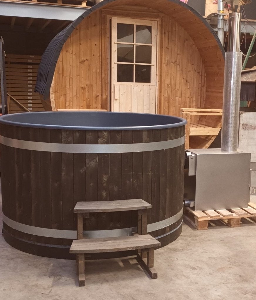 Hottub houtgestookt - Nieuw, Ophalen, Nieuw, Trap, Vast