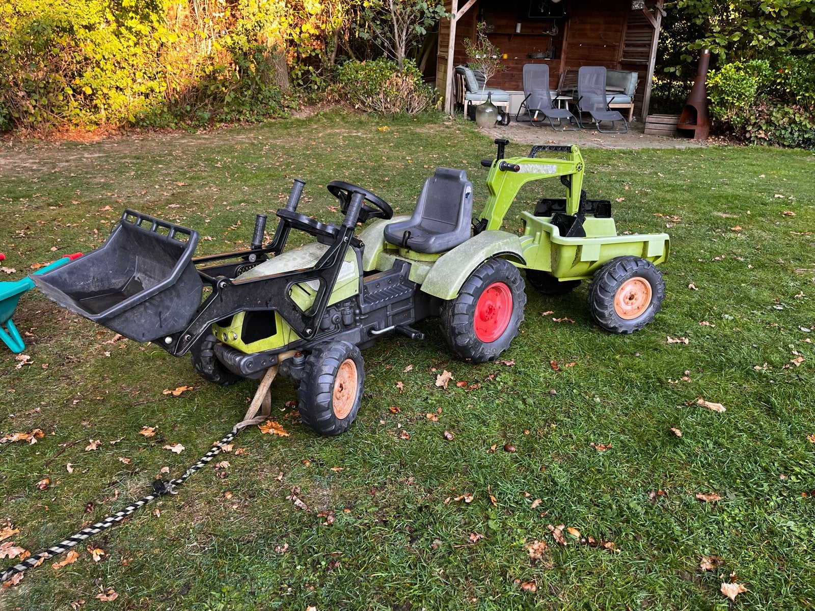 Claas trapauto tractor met kar, voorlader, minigraver, Ophalen, Gebruikt