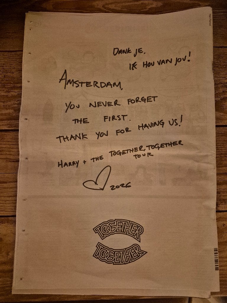 Harry Styles Parool 06-06-2026, Verzamelen, Ophalen, Zo goed als nieuw, A1 t/m A3, Film en Tv