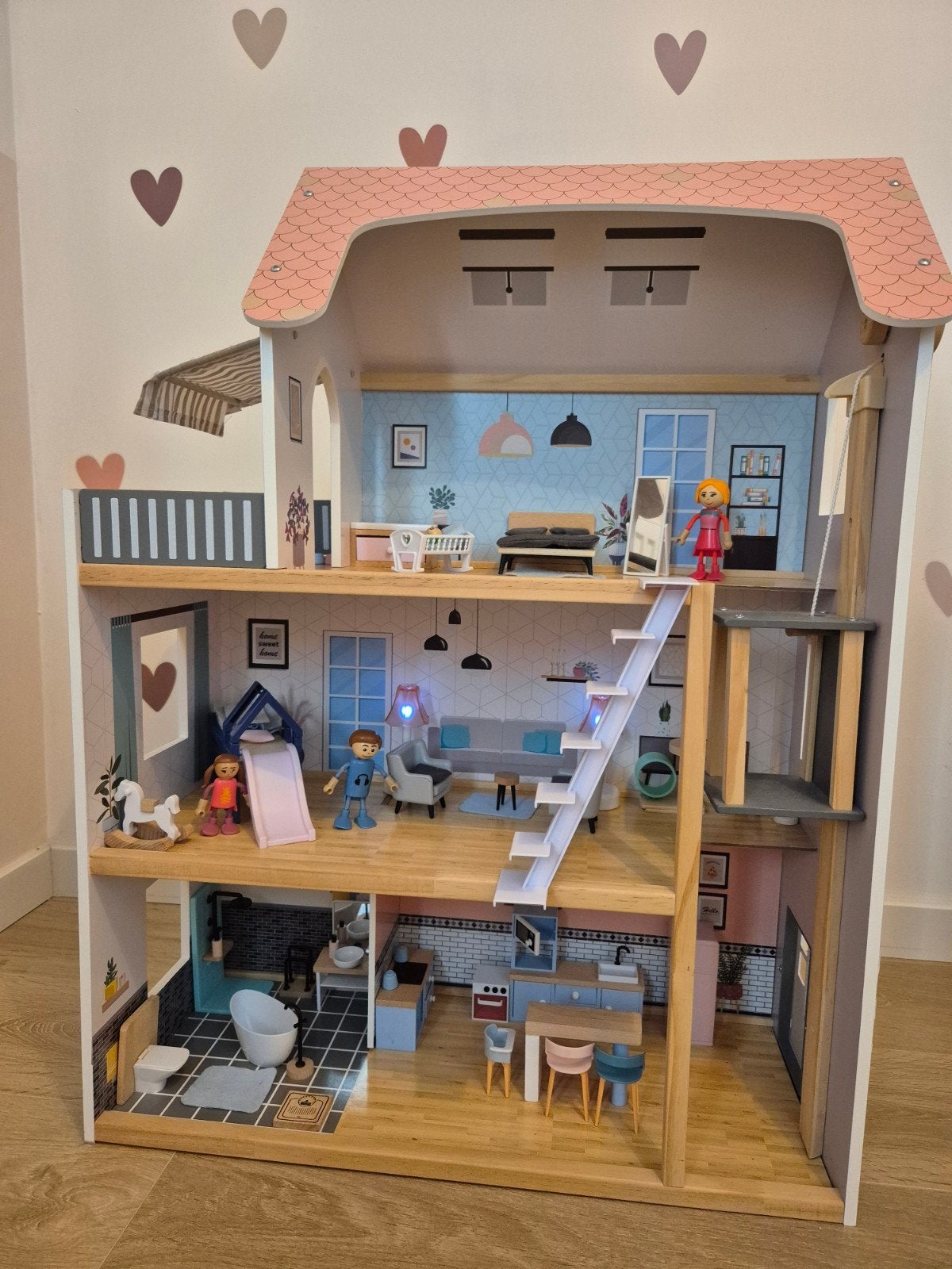 Poppenhuis compleet, Ophalen, Zo goed als nieuw, Poppenhuis
