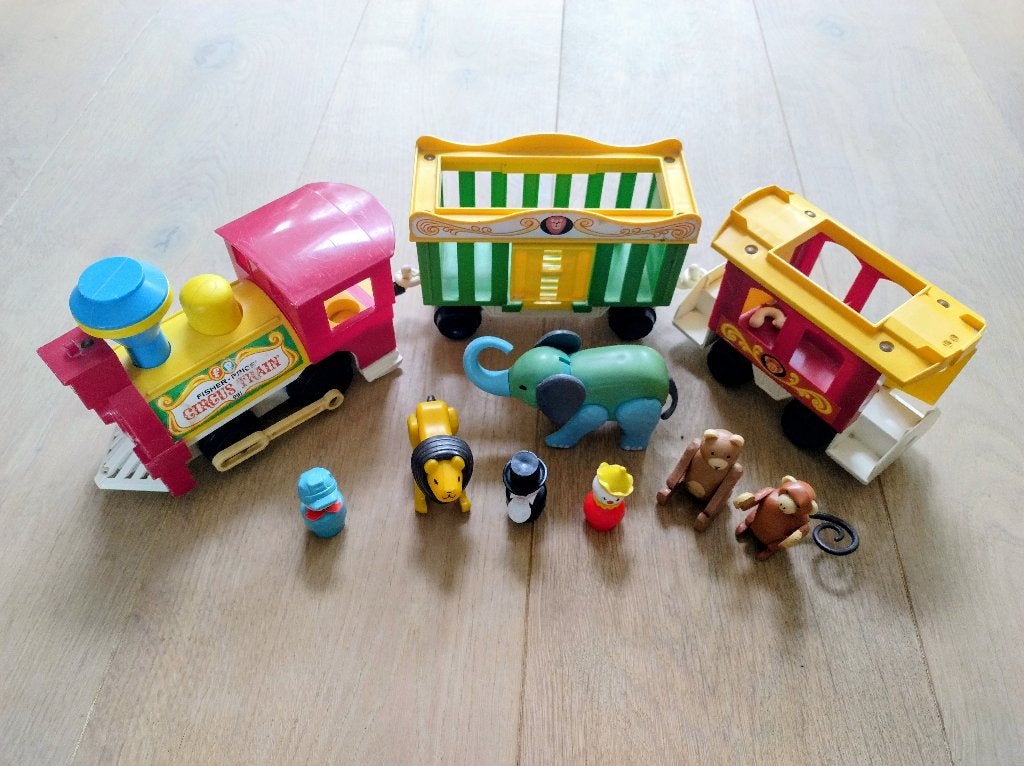 Vintage Fisher Price Circustrein set, Ophalen, Gebruikt, Speelset, Met geluid