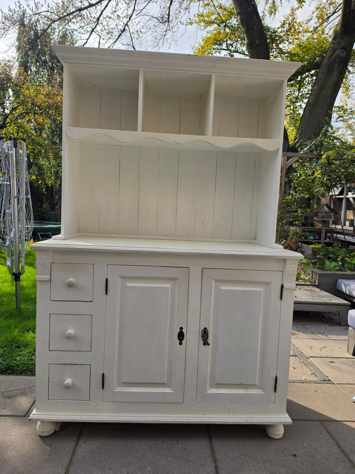Commode / buffetkast en ledikant - Crème wit, Ophalen, Gebruikt, 100 tot 150 cm, Landelijk, Klassiek, Antiek