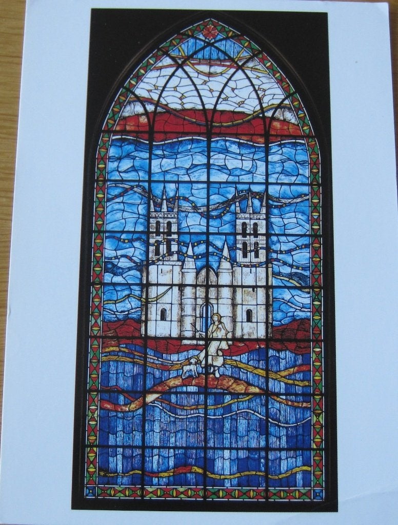Glas in lood raam van de eglise Saint Roche - Montpellier, Ophalen of Verzenden, 1980 tot heden, Ongelopen, Overige thema's