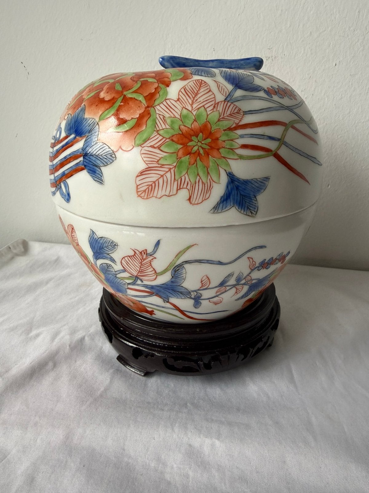 Japans Chinees Imari Appel dekselpot op voet, Antiek en Kunst, Ophalen of Verzenden