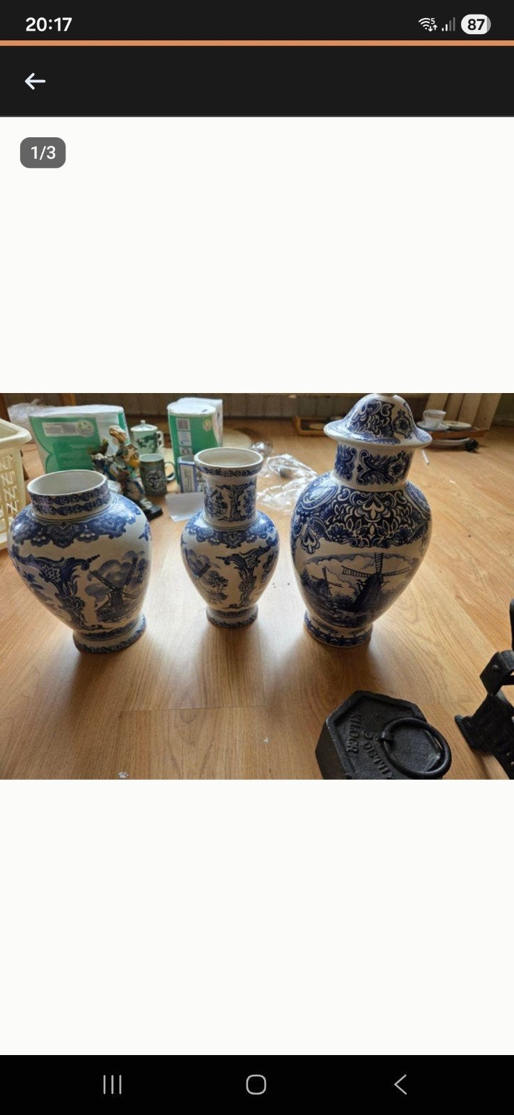 Set van 3 Delfts Blauwe Vazen - St. Delft's Bleau, Antiek en Kunst, Ophalen of Verzenden