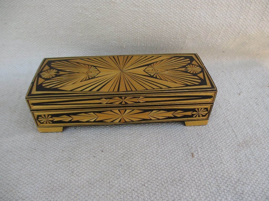 Vintage Russian Straw Marquetry Box 1985