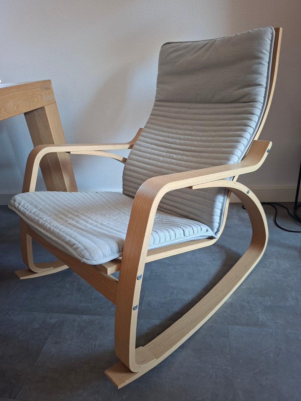 Ikea Poäng Schommelstoel Eikenfineer Beige Kussen, Ophalen, Gebruikt, Overige kleuren, Modern, Scandinavisch
