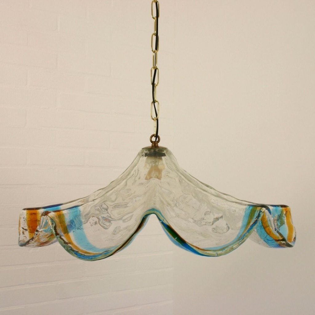 Grote Mondgeblazen Murano Hanglamp | Italië | Jaren 70, Huis en Inrichting, Lampen | Hanglampen, Vintage design Murano Italie