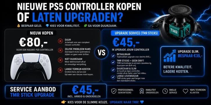 Stickdrift reparaties ps5 controllers & upgrades Groningen, No cure no pay