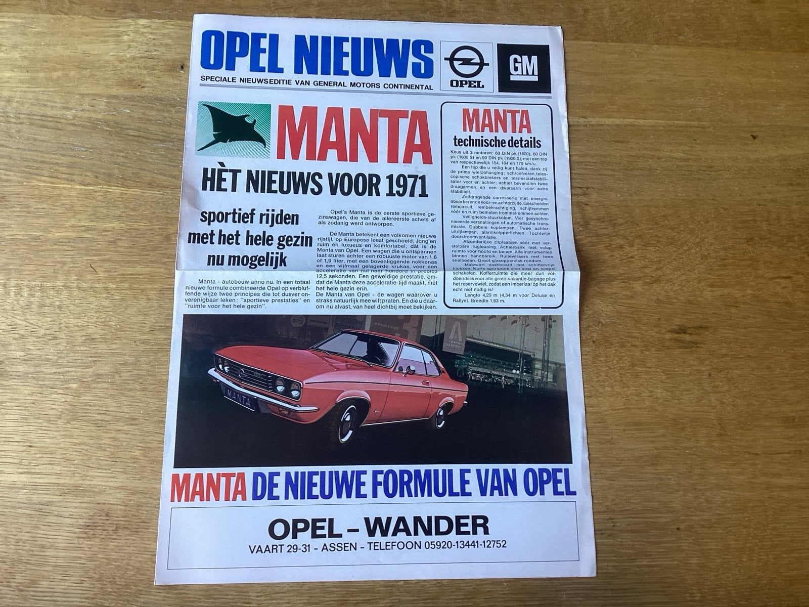 Opel Nieuws Manta Kadett GT Rekord Admiral Ascona 1971, Ophalen of Verzenden, Gelezen, Opel