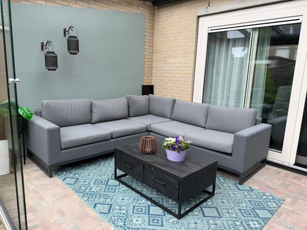 Tuinset compleet met hocker, dienblad en extra salontafel, Tuin en Terras, Tuinsets en Loungesets, Ophalen, Zo goed als nieuw