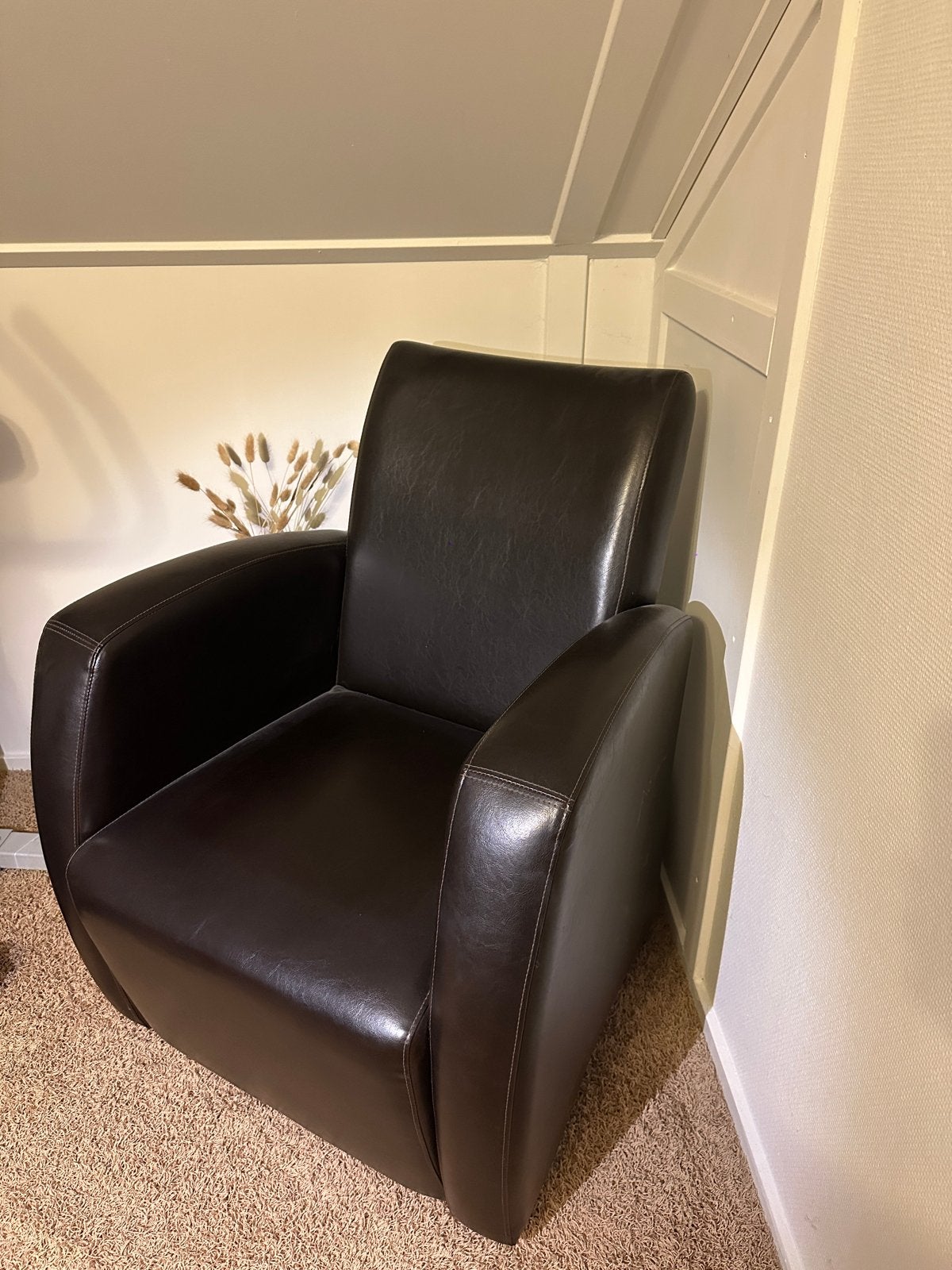 2x Leren fauteuil - Donkerbruin, Ophalen of Verzenden, Gebruikt, Leer, 75 tot 100 cm