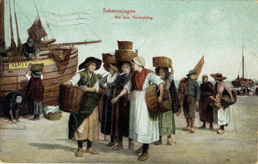 Ansichtkaart Scheveningen Den Haag Na den Vischafslag, Verzenden, Voor 1920, Gelopen, Zuid-Holland