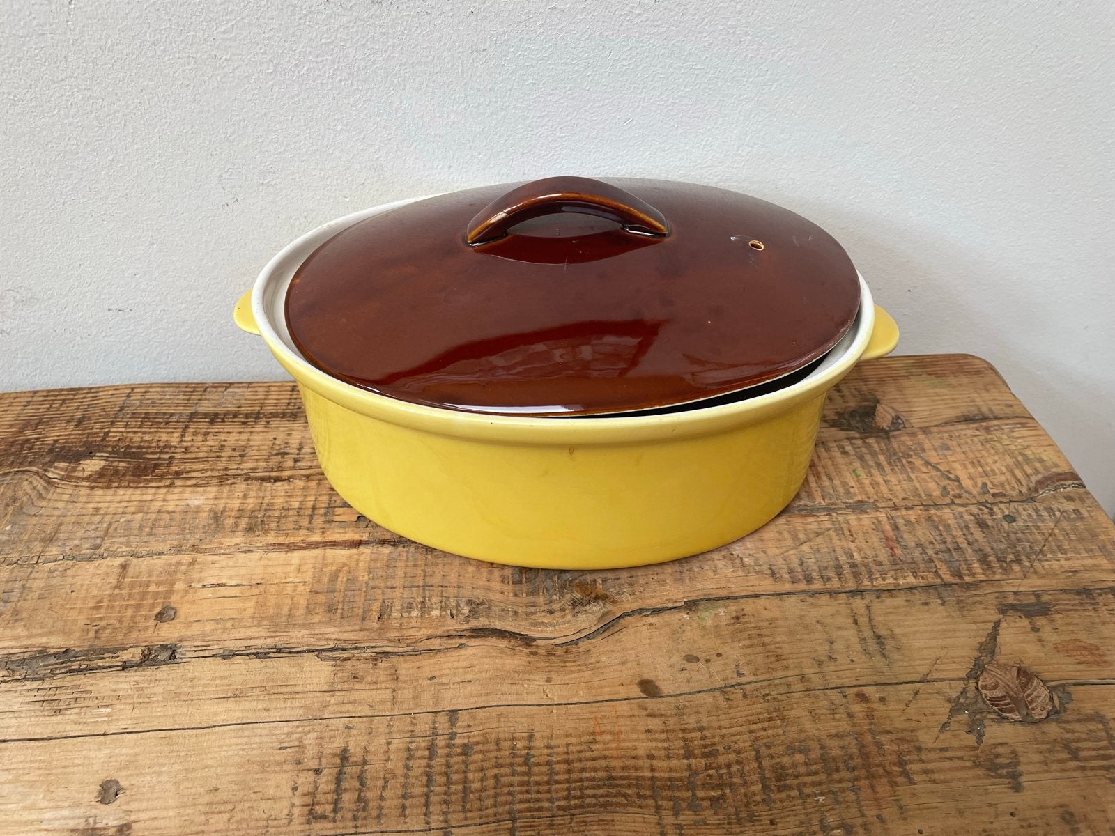 Vintage Villeroy & Boch ovenschaal - Geel/Bruin - 26 cm, Huis en Inrichting, Ophalen of Verzenden, Overige stijlen, Schaal of Schalen