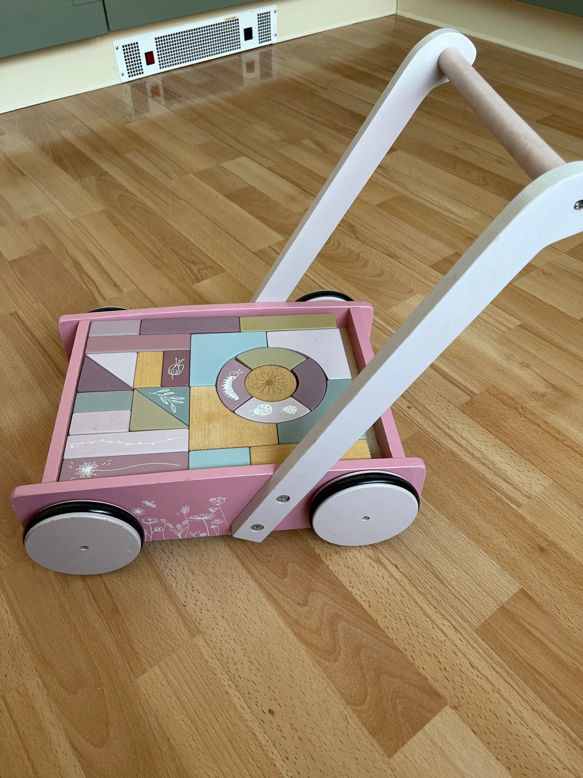 Roze blokkenkar Little Dutch, Kinderen en Baby's, Ophalen of Verzenden, Gebruikt, Overige typen, Met wieltjes