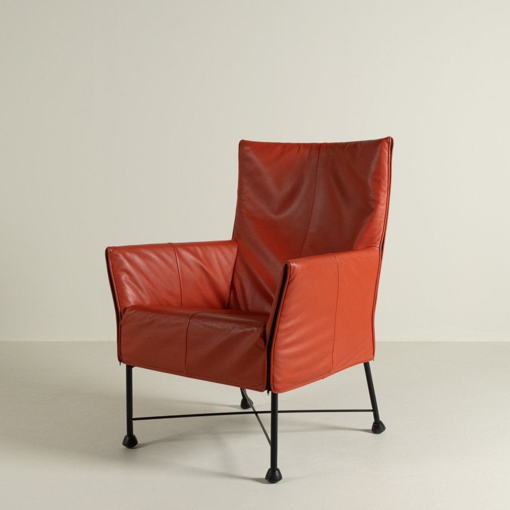 Montis Charly Fauteuil Tomato Leer - Zwart (Op Doppen), Niet ingevuld, Zo goed als nieuw, Niet ingevuld, Niet ingevuld