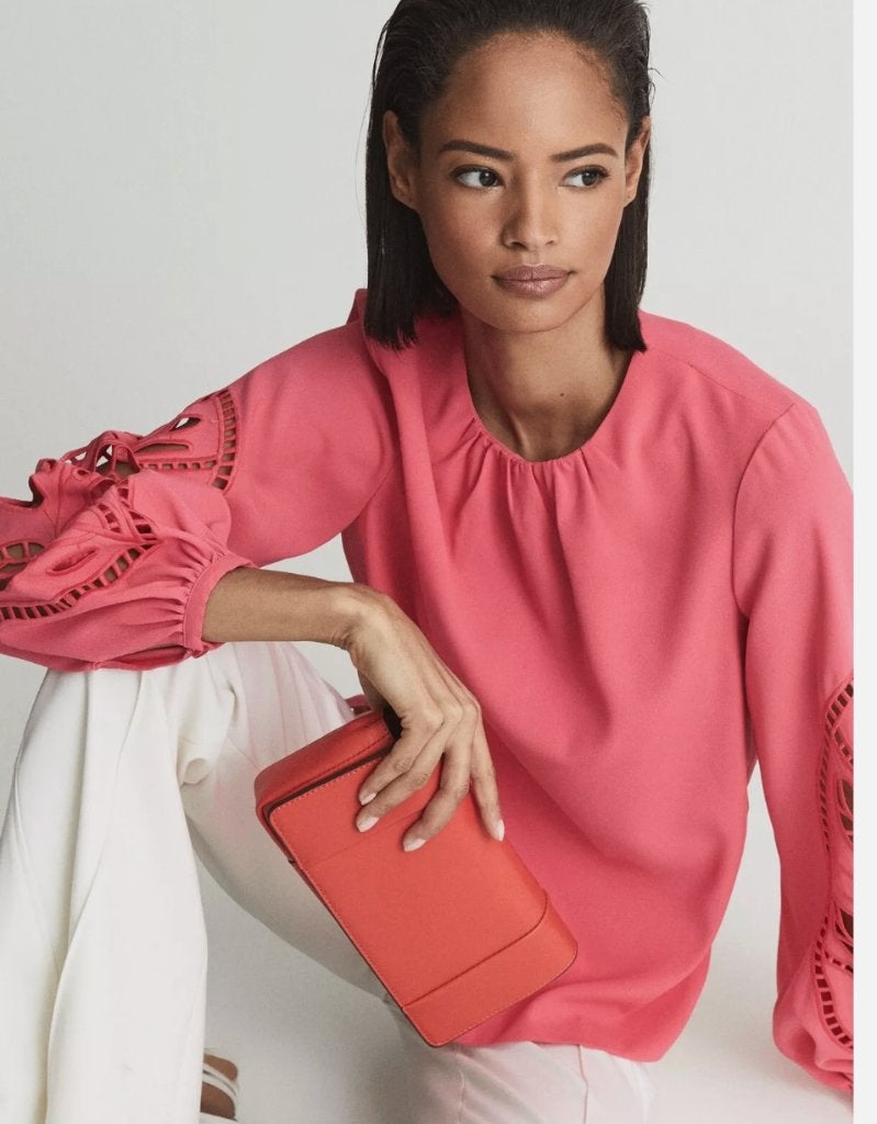 prachtige rose blouse / top van Reiss mt 38 zgan broderie, Maat 38/40 (M), Reiss, Verzenden, Zo goed als nieuw