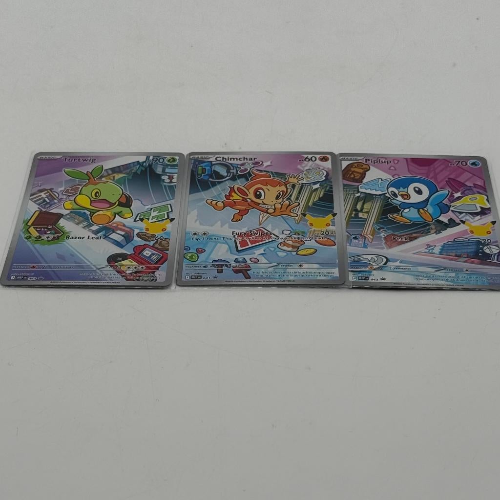 Pokemon First Partners - Piplup, Chimchar, Turtwig Set | NM, Ophalen of Verzenden, Zo goed als nieuw, Meerdere kaarten
