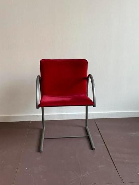4 rode stoelen, Huis en Inrichting, Fauteuils, Ophalen, Minder dan 75 cm, Zo goed als nieuw, Stof