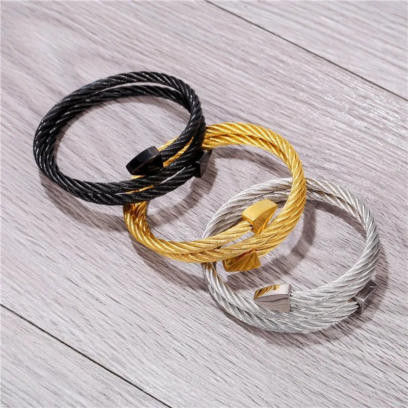 Stalen Heren Kabel Armband, Sieraden, Tassen en Uiterlijk, Armbanden, Verzenden, Nieuw, Overige kleuren, Staal