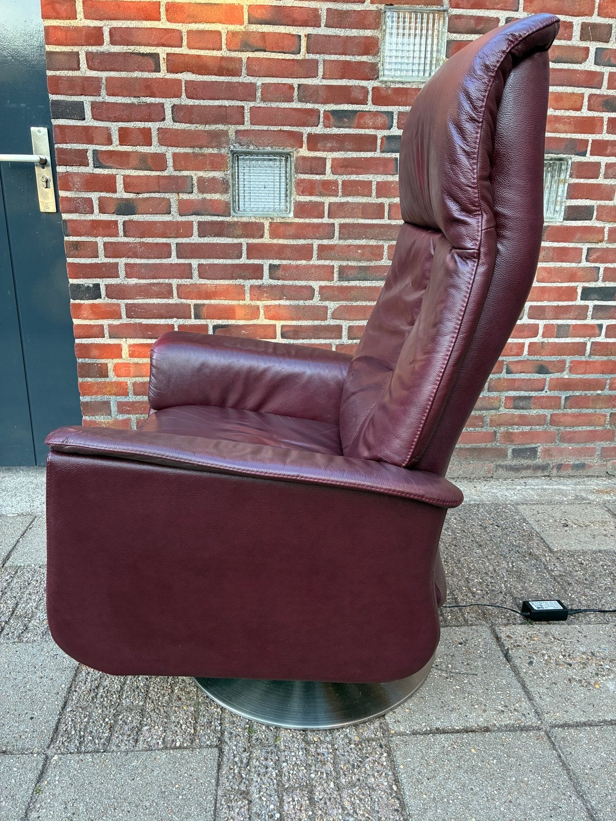 Hjort Knudsen Leren Relaxfauteuil - Bordeauxrood, Ophalen, Gebruikt, Leer, 75 tot 100 cm